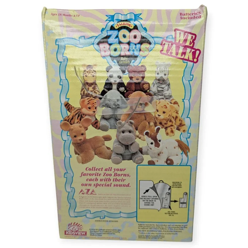 Vntg 1994 Zoo Borns by Ed Kaplan Associates Talking Panda Plush w/Original Box